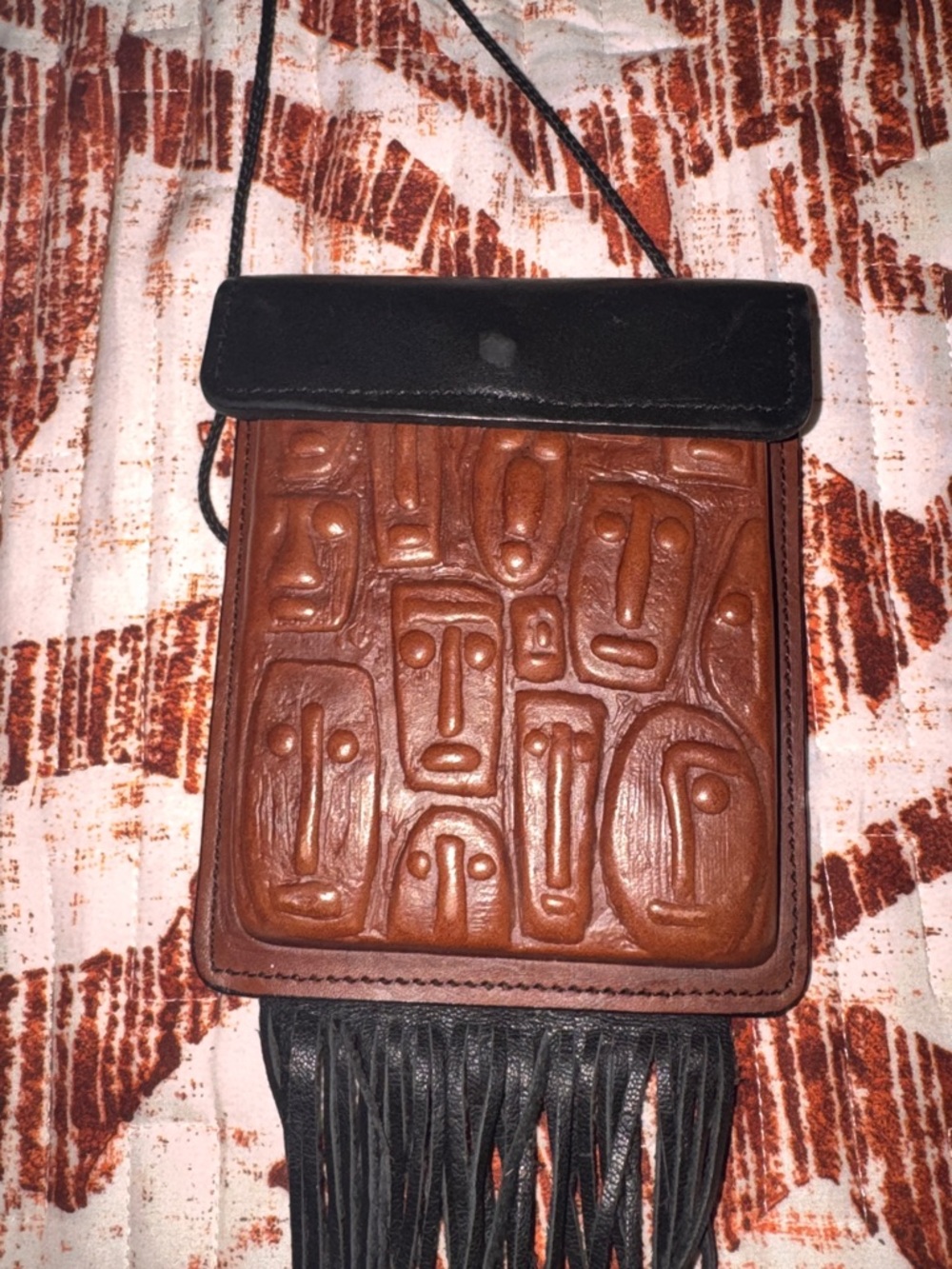 Leather Fringe Crossbody Bag - Brown & Black Artwear by Robbie  Mini Purse